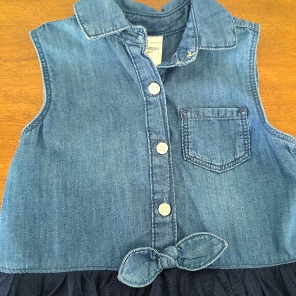 Toddler Girls' Chambray Sleeveless Tulle Dress - Blue 2T NEW - Picture 4 of 7